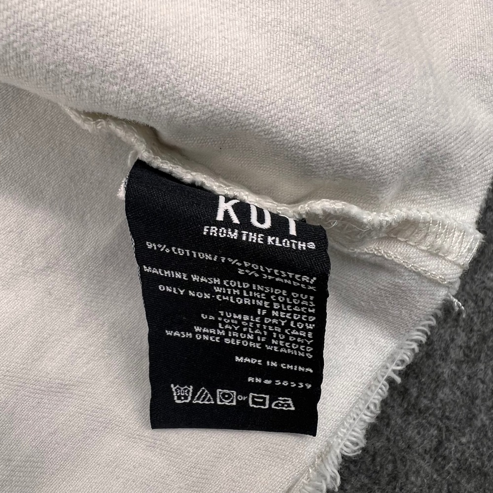 KUT from the Kloth Womens White Raw Hem Denim Trucker Jacket Size XS Cropped - Picture 5 of 10